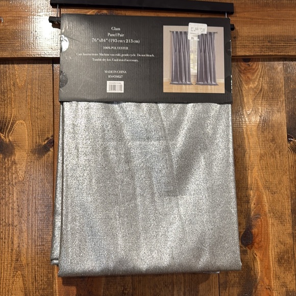 Waltham Glam Silver Curtain Panel‎ Pair (2) 76"x84" - Picture 4 of 5